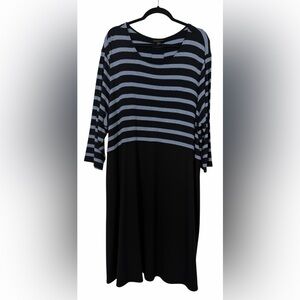 J.Jill Wearever Collection Blue Black Stripe Sweatshirt Dress Size 3X